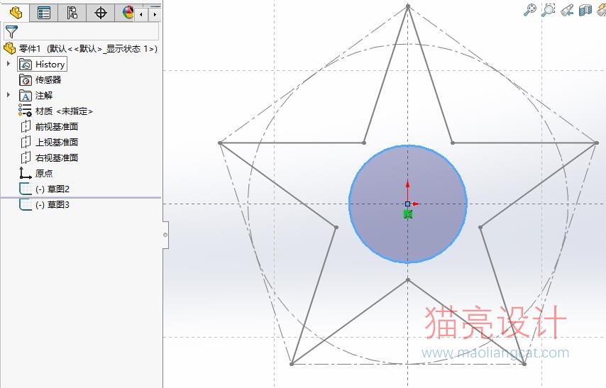 solidworks教程实例：使用可变截面扫描绘制五角星