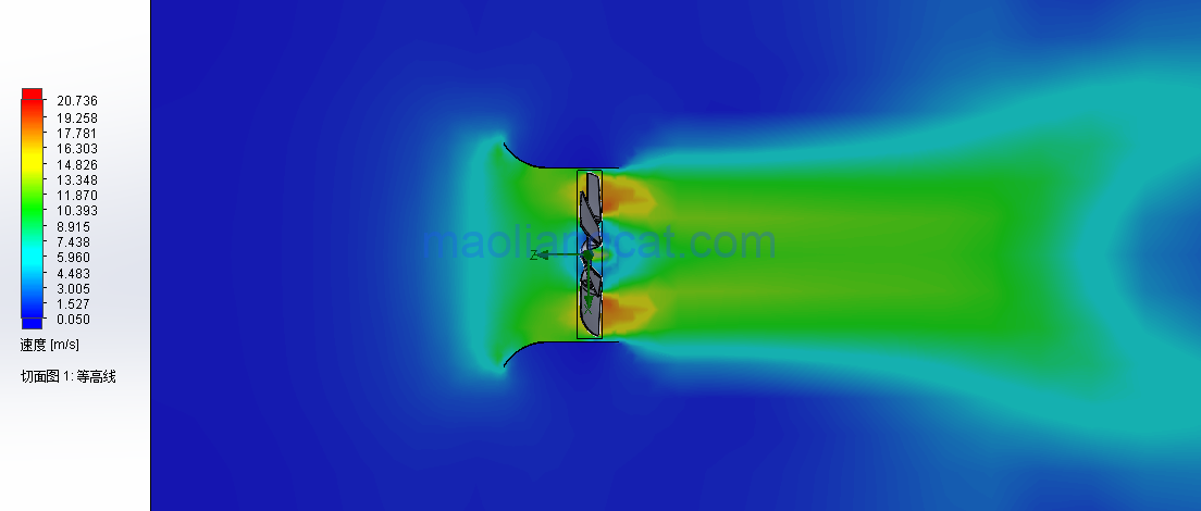 Flow simulation旋转域案例-风扇流场分析